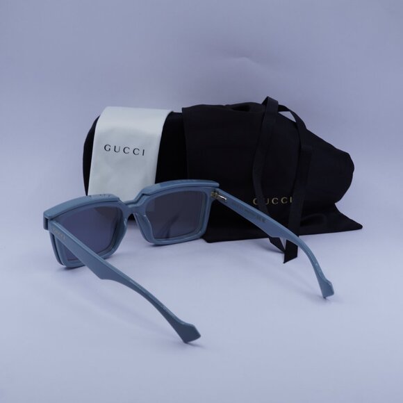 Gucci GG1543S 003 Square Sunglasses - Light Blue/Grey Blue - Picture 5 of 11